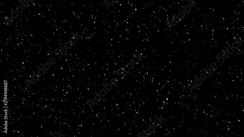 Realistic Snow Falling Animation seamless loop on black background