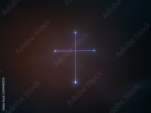 Crux (the Southern Cross) constellation in the starry night sky. Astrological sign.