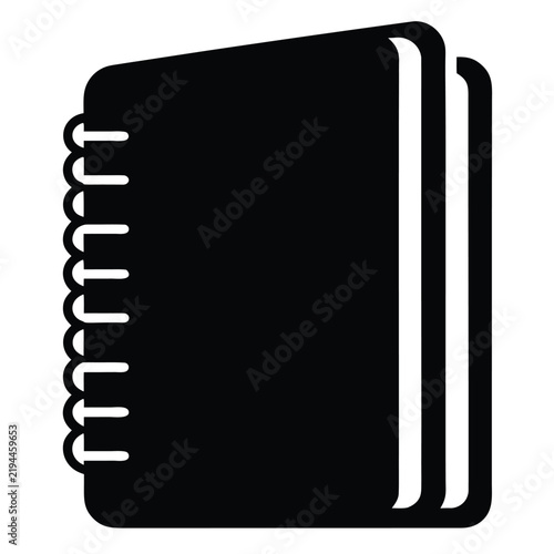 Spiral bound notebook or notepad for writing and notes vector icon.