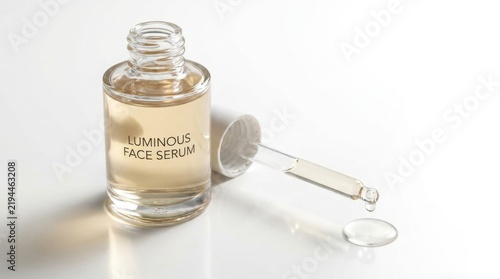 Close-up of a woman applying facial serum with dropper in skincare routine