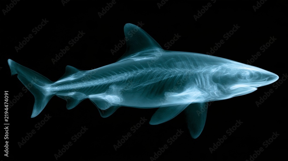 Obraz premium X-ray of a shark revealing its skeletal structure and internal anatomy