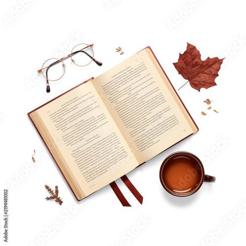 Cozy Autumn Reading Accessories with Open Book