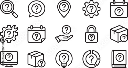 Question Mark Icons Set, Information Symbols, Help & Support Graphics, FAQ & Inquiry Vector Collection