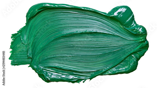 Obraz na plátně Isolated brilliant green acrylic paint smear with glossy textured surface, creat