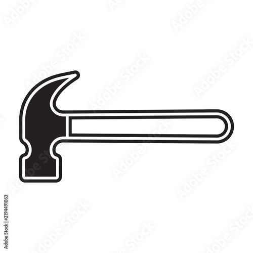 Black and white hammer icon tool