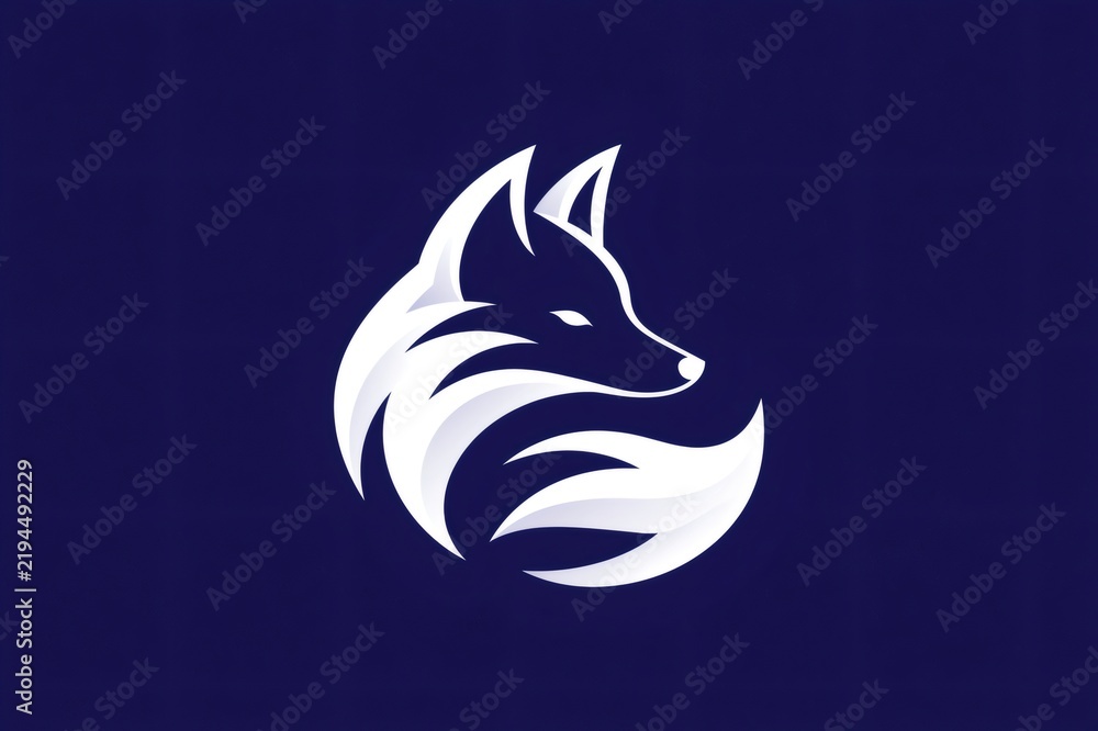Fototapeta premium Fox logo design symbolizing wild animal intelligence