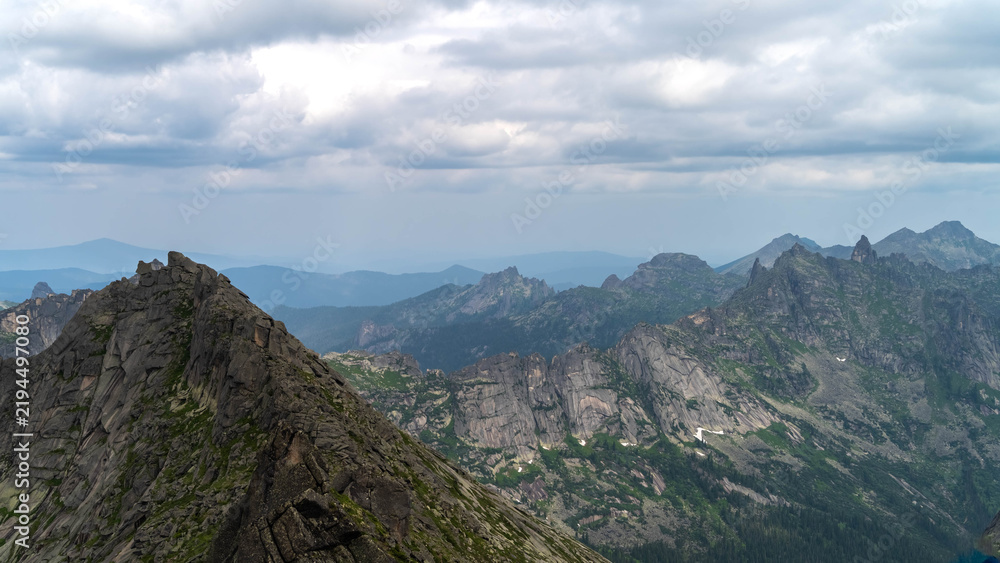 Fototapeta premium Rocky mountain peaks. Rocky gorge.