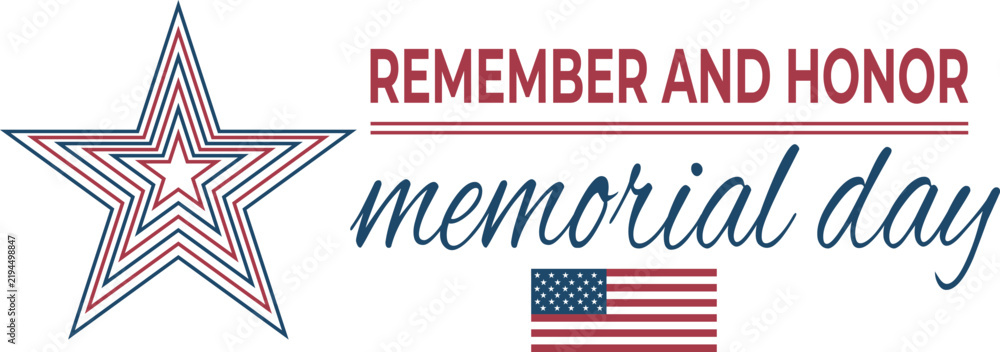 Obraz premium Memorial day graphic with star and flag