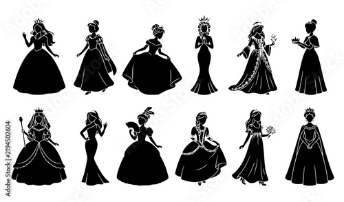 Foto Contemporary and Traditional Muslim Women Abaya Hijab Black Silhouette Vector Se