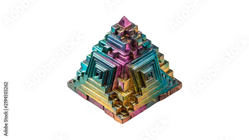 Obraz na plátně Pyramid rainbow bismuth crystal mineral specimen