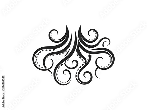 Stylized octopus tentacles abstract design element