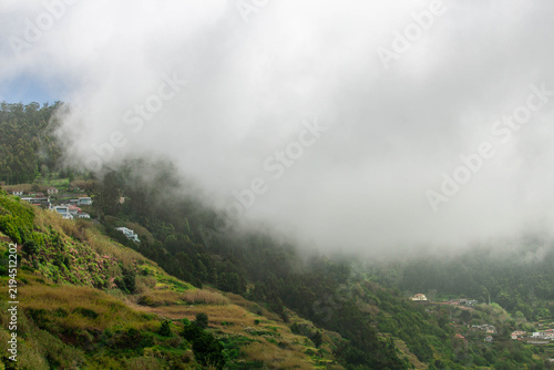 Canvas Print misty morning in the mountains