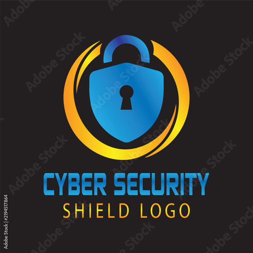 Cyber Security Shield Lock Protection Logo