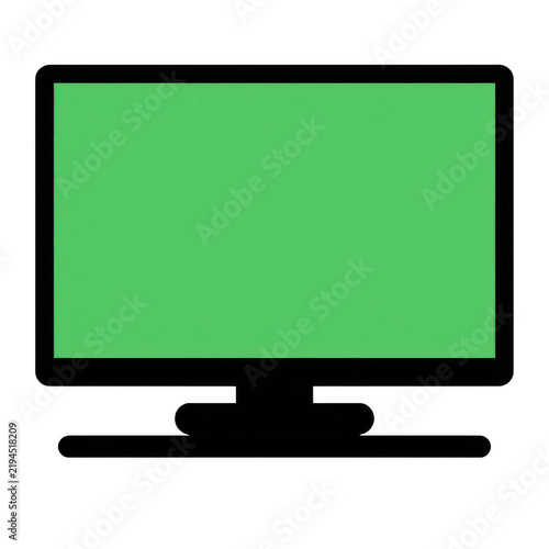 Computer monitor with a blank green chroma key screen desktop monitor business