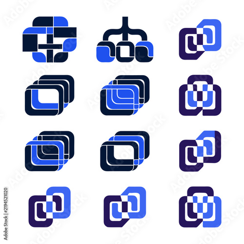 Stacked data layer and system hierarchy icon set vector for database management software UI.