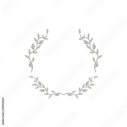 Elegant Botanical Wreath Frame with Delicate Leaf Branches
