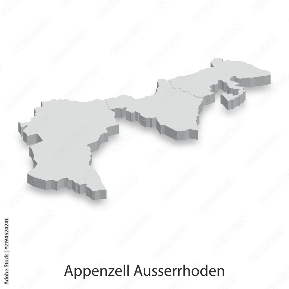 Fototapeta premium 3D Map of Appenzell Ausserrhoden Canton, Switzerland