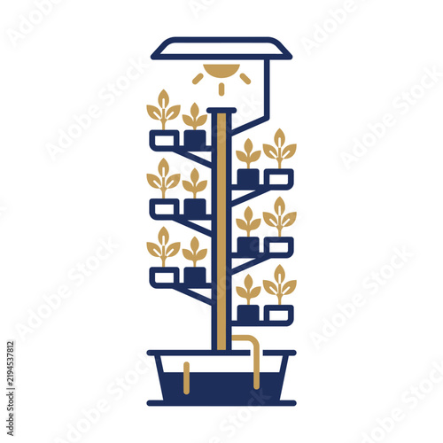 Hydroponic Vertical Farming Tower Icon Urban Garden Vector
