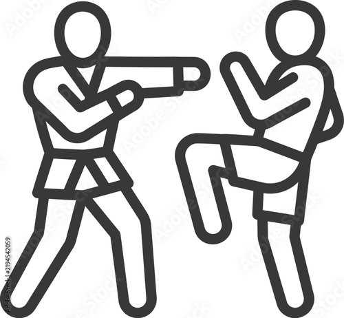 Martial arts fighters engaged in competitive combat vector illustration displaying dynamic movement and athletic fighting action