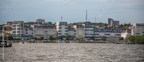Cuadro en lienzo Tulcea city and the Danube river in Romania