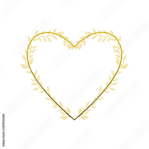 Golden Heart Wreath Frame with Botanical Leaves