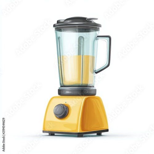 Yellow Countertop Blender with Liquid Isolated on Transparent Background