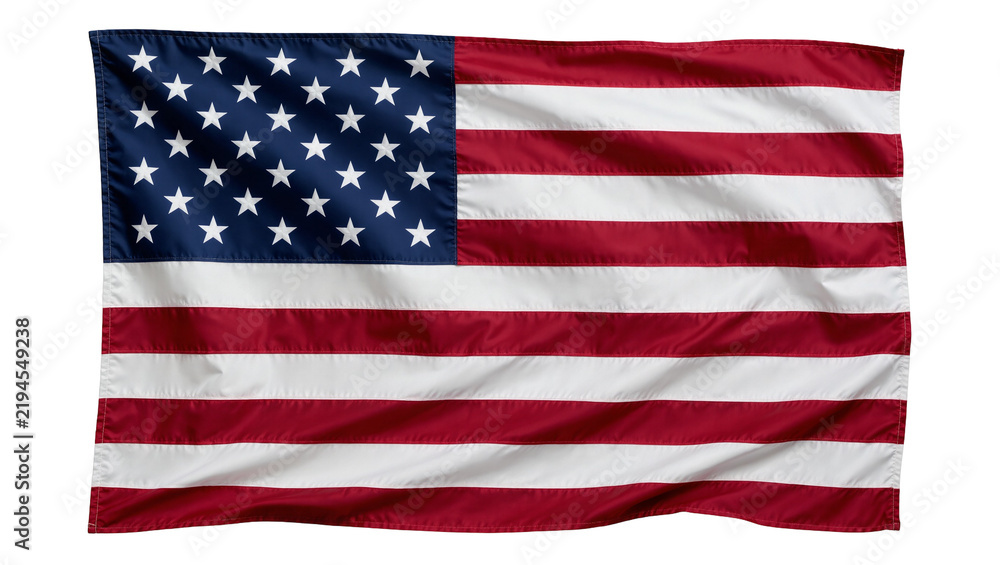 Fototapeta premium American flag with stars and stripes, isolated on transparent background
