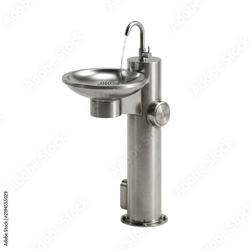 Outdoor drinking fountain isolated on white background