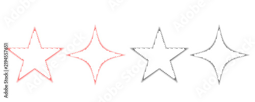 A set of halftone shapes formed from a dot grid. Elements for a poster, logo, or clothing print