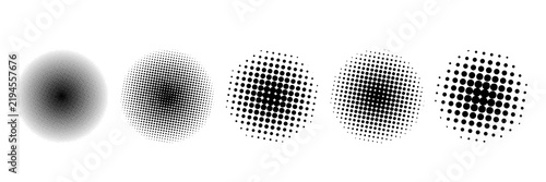 A set of halftone dots in the form of circles. Pop‑art‑style elements for a retro banner, print, or poster