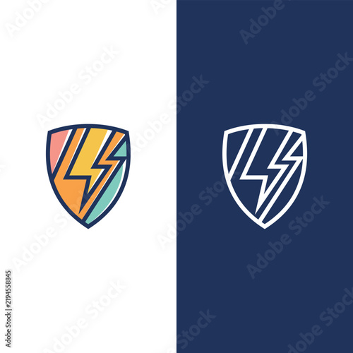 shield logo and thunder design combination, An icon of defense, strength, and speed.
