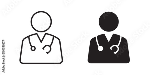 Fotografie Doctor icon flat outline in black