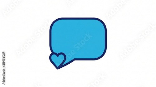 Fotografie Blue speech bubble icon with heart shape attachment