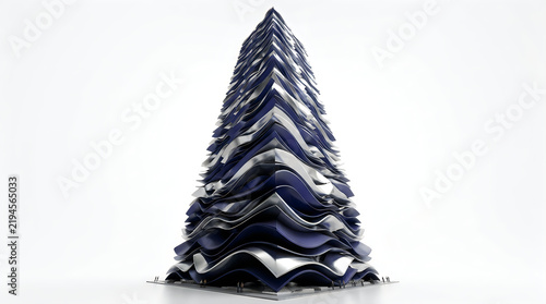 Intricate 3d geometric wave structure resembling a modern abstract pyramid sculpture