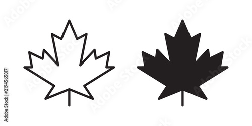 Maple Leaf icon flat outline in black