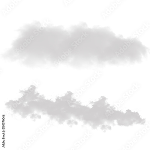 Фотография Two separate wispy cloud shapes isolated