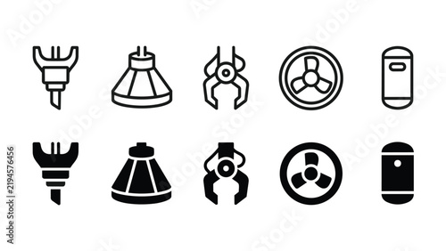Subsea Repair Robotics Line and Solid Icon Pack For UI | subsea repair robotics, undersea, wire, repair, ocean - Clean and Editable Vector Icons