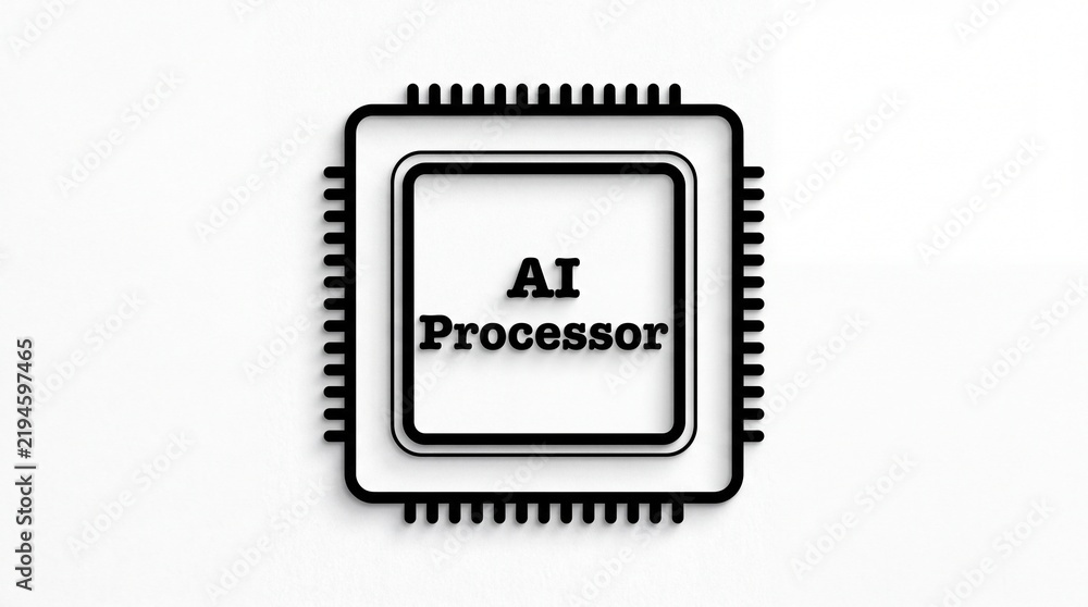 Fototapeta premium AI processor microchip icon on white background