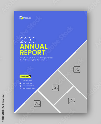Brochure cover or annual report flyer design template for corporate business agency