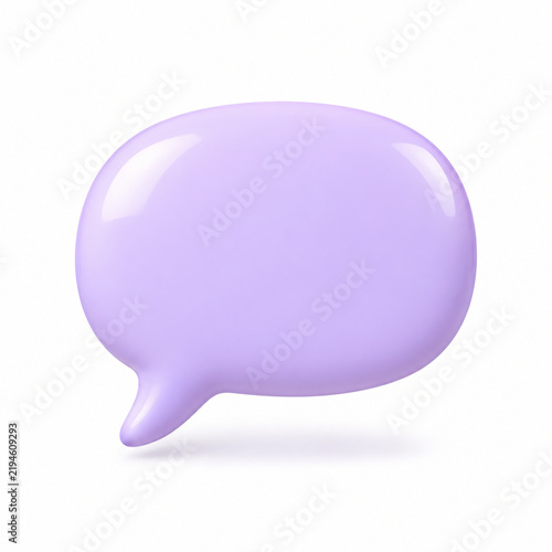 Glossy 3D Purple Speech Bubble Isolated on White Background