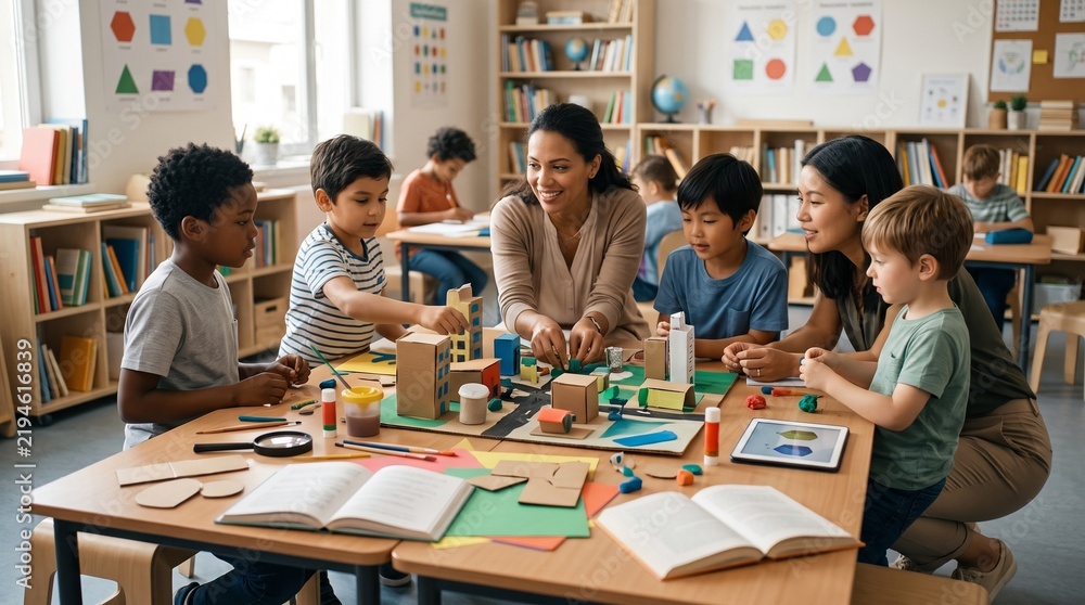 Fototapeta premium Collaborative Classroom Learning Activity