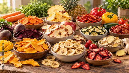 Dehydrated Fruits and Vegetables on Table