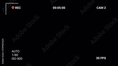 Video camera recorder screen overlay on a transparent background, Surveillance CCTV  with alpha channel overlay in 4k video