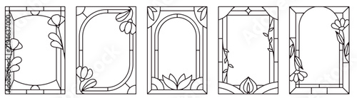 Stained Glass Frame Set Line Art