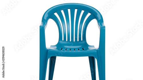 Blue plastic chair isolated on a white background for home and outdoor seating