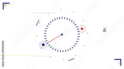 Abstract futuristic dashboard interface with rotating clock elements