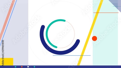 Colorful circular progress loaders and graphic bars moving