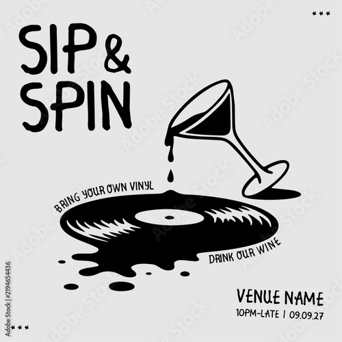 Vinyl record poster flier, wine event