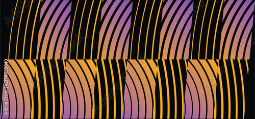 Purple Orange Gradient Wavy Line Pattern Background Sound Wave Texture