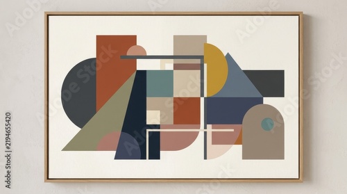 Modern Geometric Art Composition Abstract Framed Canvas.
